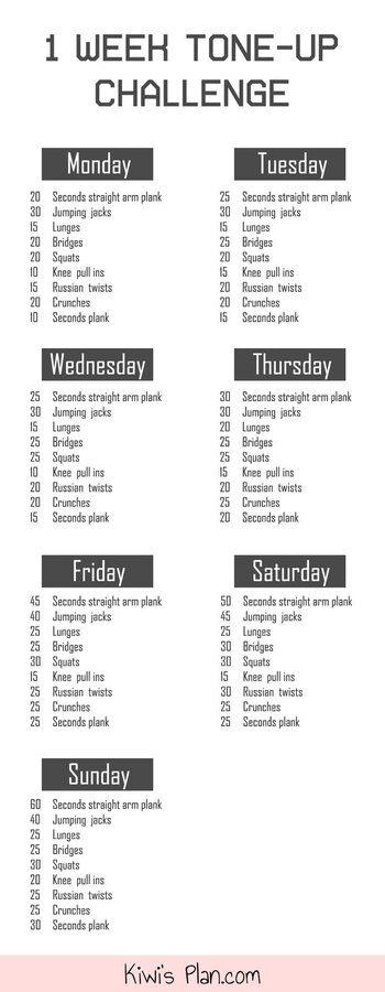 1 Week Challenge To Tone Up Your Body, Get In Shape And Lose Weight Quick. These exercises can...jpg