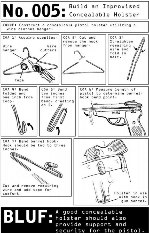 100 deadly skills - Build a #gun holster from a wire hanger.jpg
