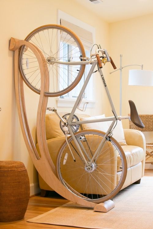 Bike stand. Amazing. _ Must be custom-made, can't find it anywhere. Ahşap Projeleri, Ahşap Işi...jpg