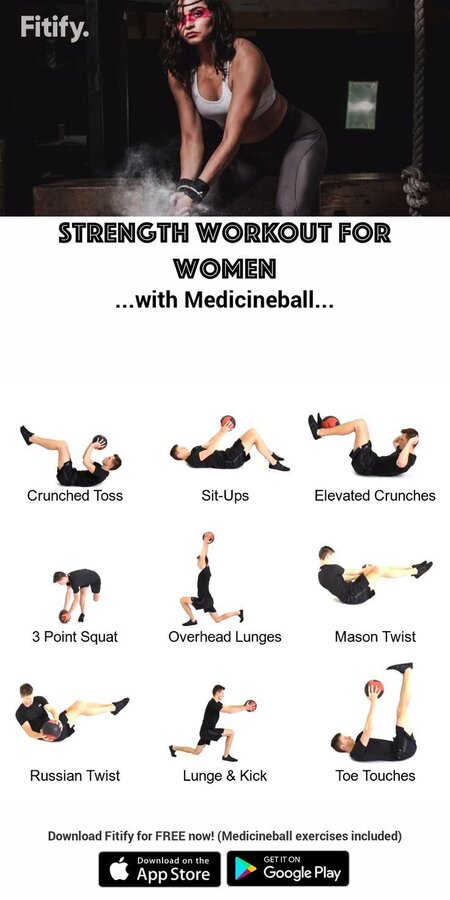 Full-Body Workout with Medicineball for Women - Dumbbell - Ideas of Dumbbell #Dumbbell - Stron...jpg