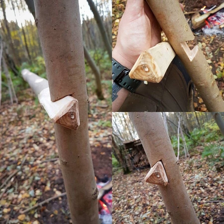 Little woodwork in the woods today, making a dovetail joint pot hanger in ash . . Please help ...jpg