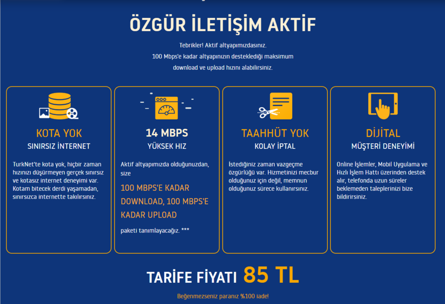 türknet ev internet paketleri