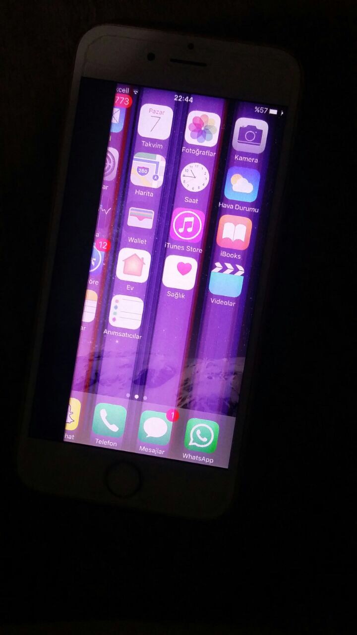 samsung telefon düştü ekran rengi değişti