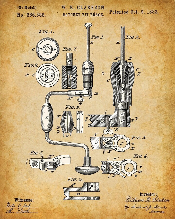 Original Woodworking Tools Patent Prints - Set of Four Photos (8x10) Unframed - Makes a Great ...jpg