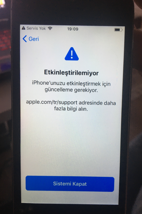 iphone 5s etkinlestirilemiyor hatasi