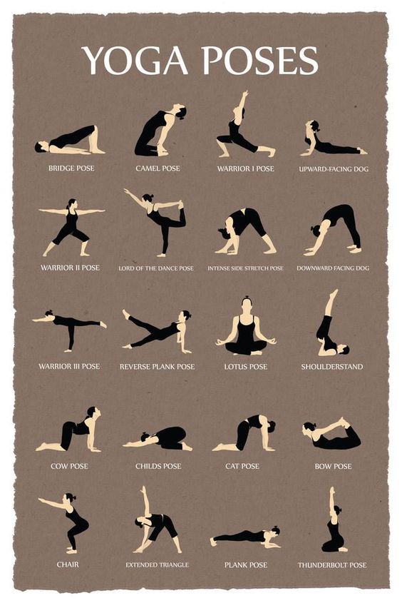 Yoga Poses Reference Chart Studio Gray Thick Paper Sign Print Picture 8x12.jpg