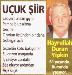 uçuk şiir hayrullah duran yipkin bursa posta gazetesi amatör şairler köşesi  | Şiir, Alaycı sözler, Bilgelik alıntıları