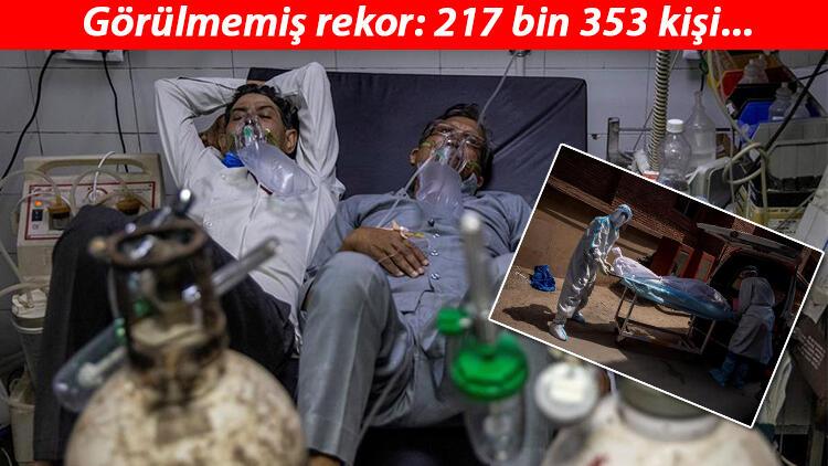 Son dakika haberler... Bir yatakta iki hasta! Hindistan'da günlük vaka sayısı 217 bini aştı