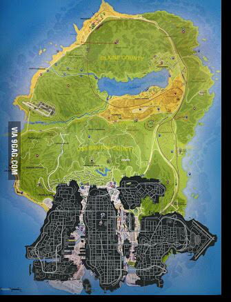 Gta 4 map compared to gta 5 map - 9GAG
