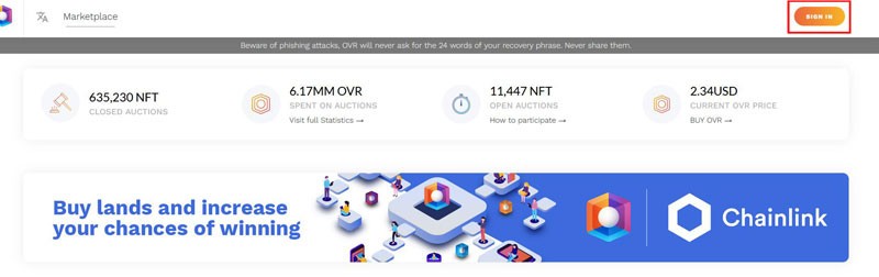 sign in OVR metaverse land sign in OVR metaverse land