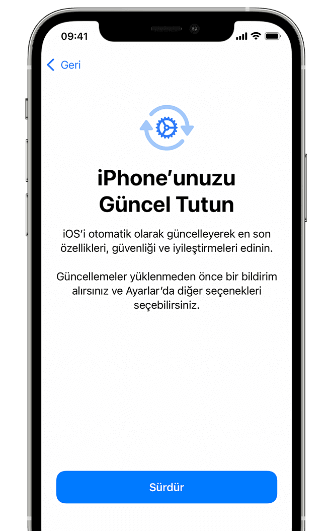 iPhone'unuzu güncel tutmak için bildirim almayı kabul etme seçeneğini gösteren ekran iPhone'unuzu güncel tutmak için bildirim almayı kabul etme seçeneğini gösteren ekran