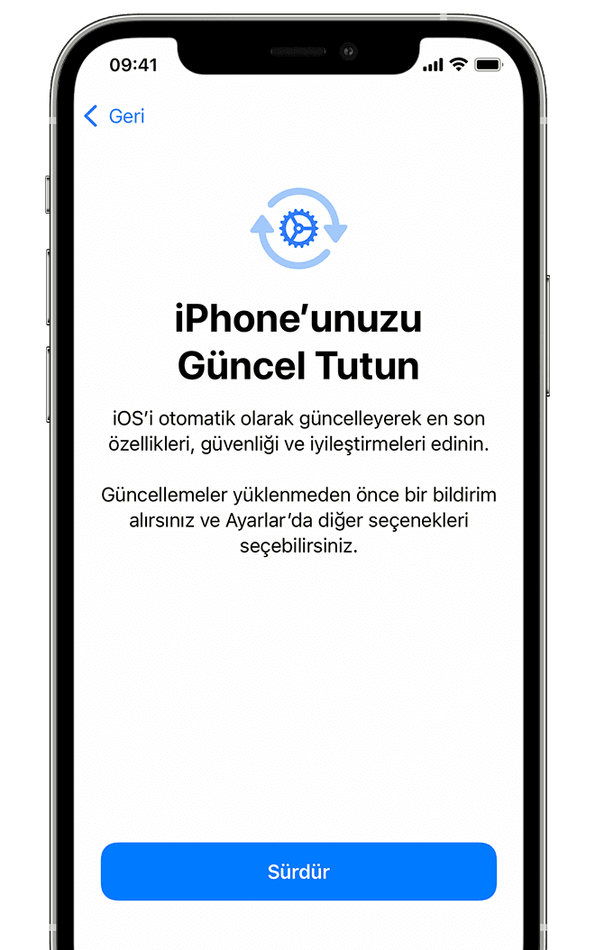 iPhone'unuzu güncel tutmak için bildirim almayı kabul etme seçeneğini gösteren ekran 